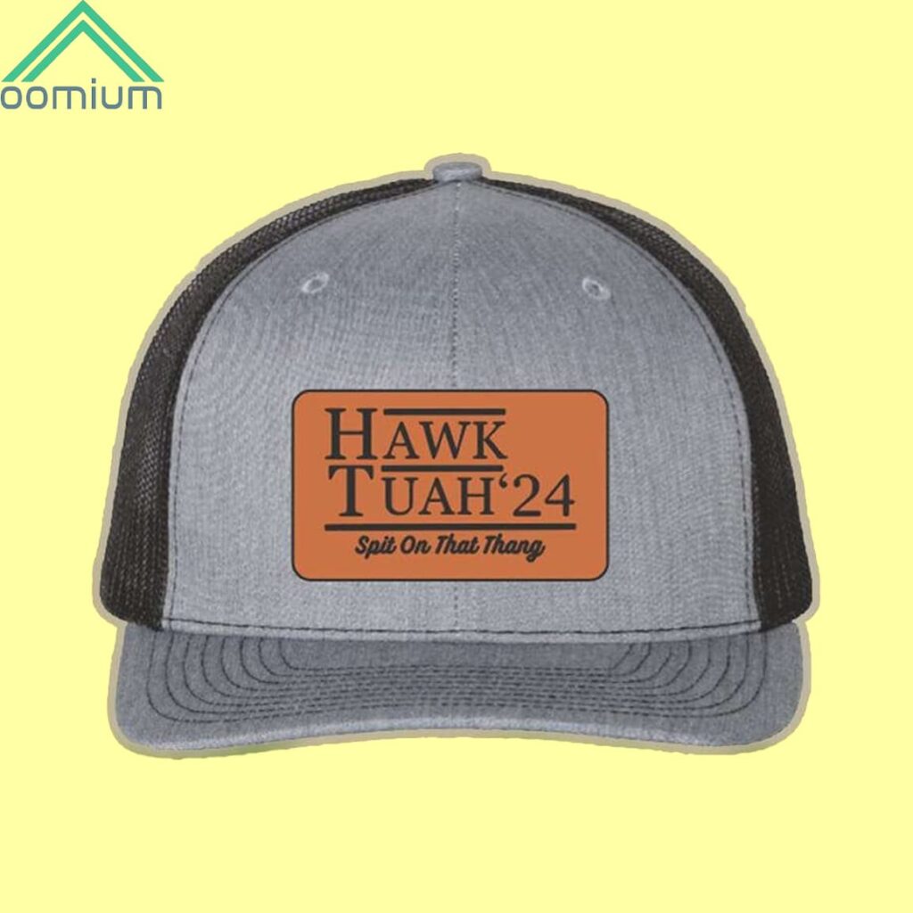 Hawk Tuah 24 Spit On That Thang Leather Patch Hat Oomium