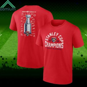 Florida Panthers Red 2024 Stanley Cup Champions Signature Roster Shirt