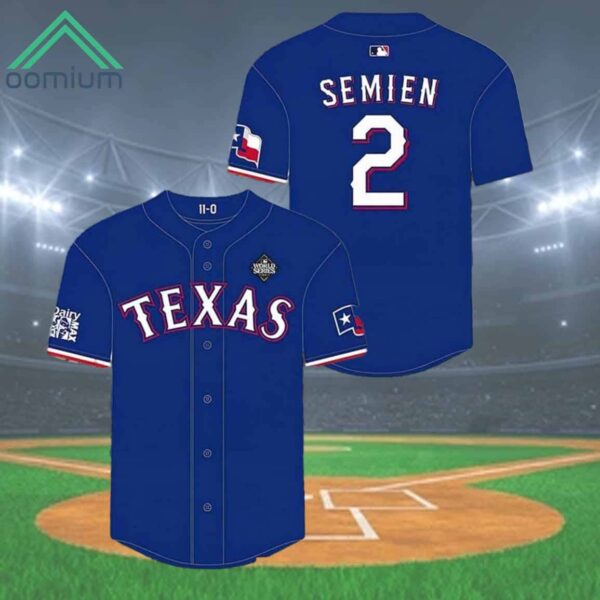 Rangers Marcus Semien Replica Postseason Jersey 2024 Giveaway 1