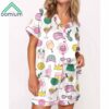 Retro Pink Pickleball Satin Pajama Set 2