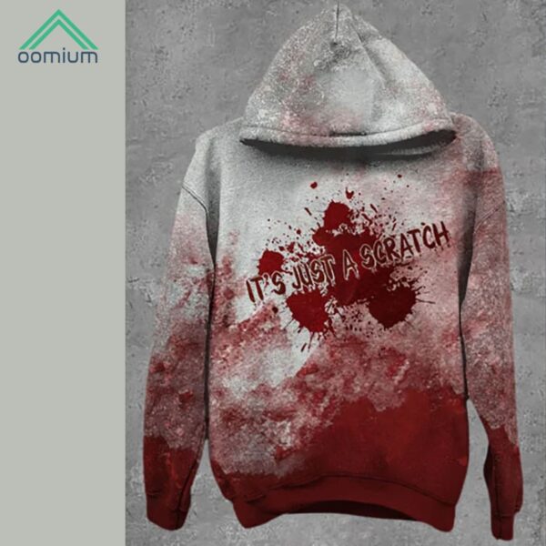 Bloody Halloween It's Just A Scratch Print Hoodie