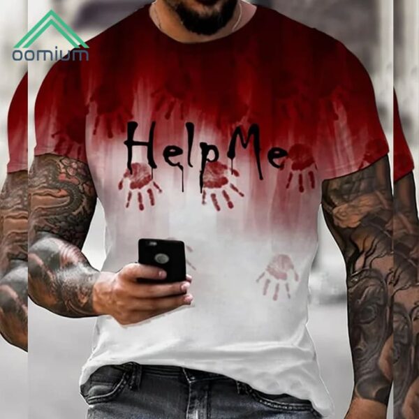 Bloody Help Me Halloween Print Casual Shirt