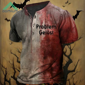 Bloody Problem Gelost Halloween Print Henley Shirt