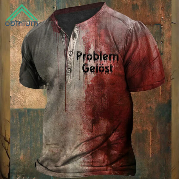 Bloody Problem Gelost Halloween Print Henley Shirt