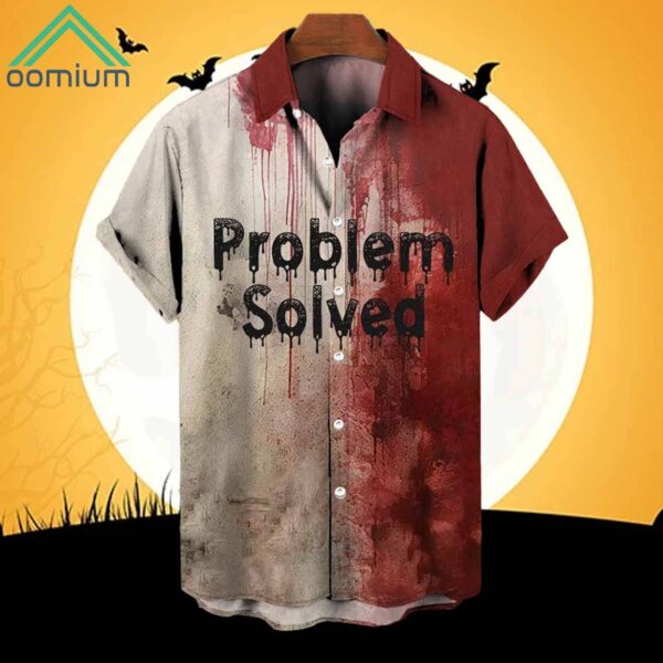 Bloody Problem Solved Halloween Print Casual Hawaiian Shirt