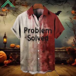 Bloody Problem Solved Halloween Print Casual Hawaiian Shirt