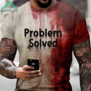 Bloody Problem Solved Halloween Print T Shirt