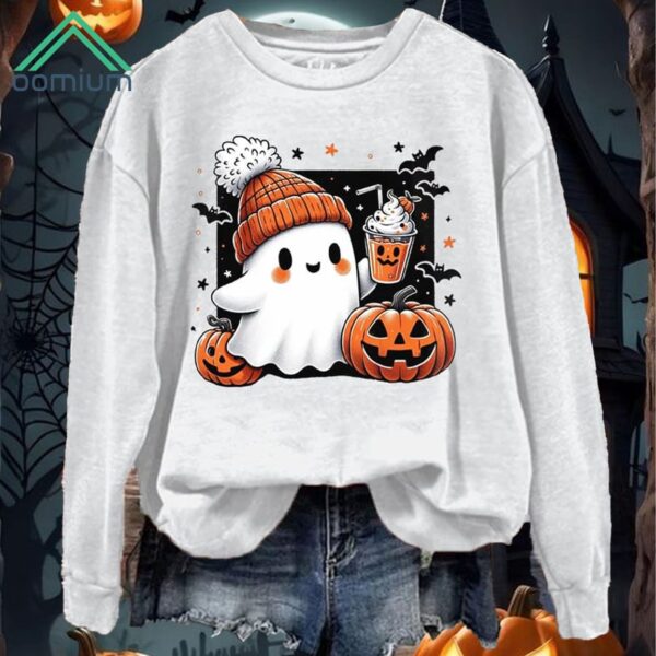 Halloween Cute Ghost Crew Neck Sweatshirt