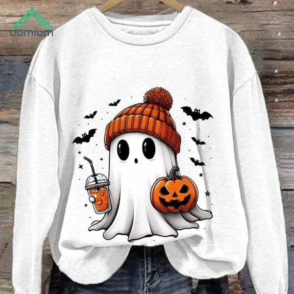 Halloween Ghost Print Casual Sweatshirt