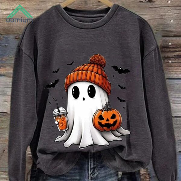 Halloween Ghost Print Casual Sweatshirt