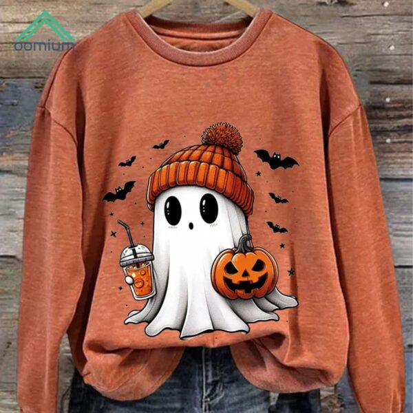 Halloween Ghost Print Casual Sweatshirt