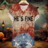 He's Fine Bloody Print V Neck T Shirt