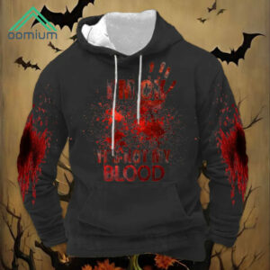 I'M Ok It's Not My Blood Halloween Printed Hooded Sweatshirt