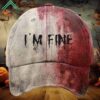 I’m Fine Bloody Halloween Printed Hat