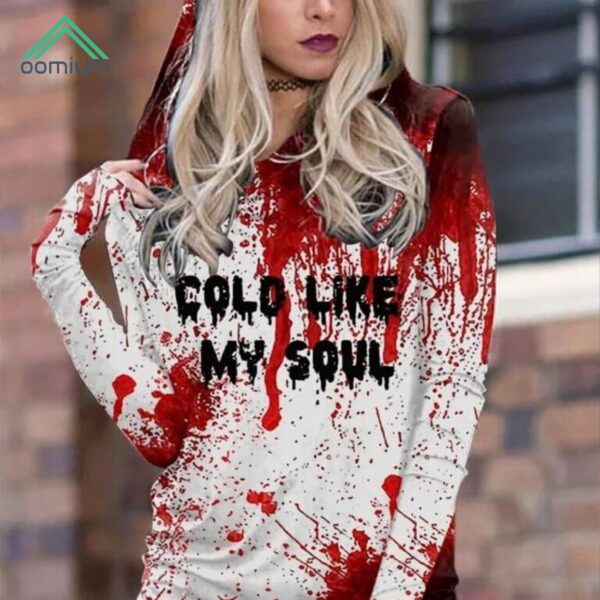 Vintage Cold Like My Soul Blood Splatter Halloween Print Casual Shirt