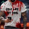 Vintage Cold Like My Soul Blood Splatter Halloween Print Casual Shirt