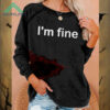 Women's Halloween Humorous Bloodstained I'm Fine Print Sweatshirt