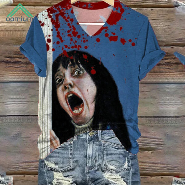 Women's Horrible Blood Stains Print Casual Shirt