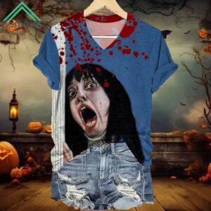 Women's Horrible Blood Stains Print Casual T Shirt