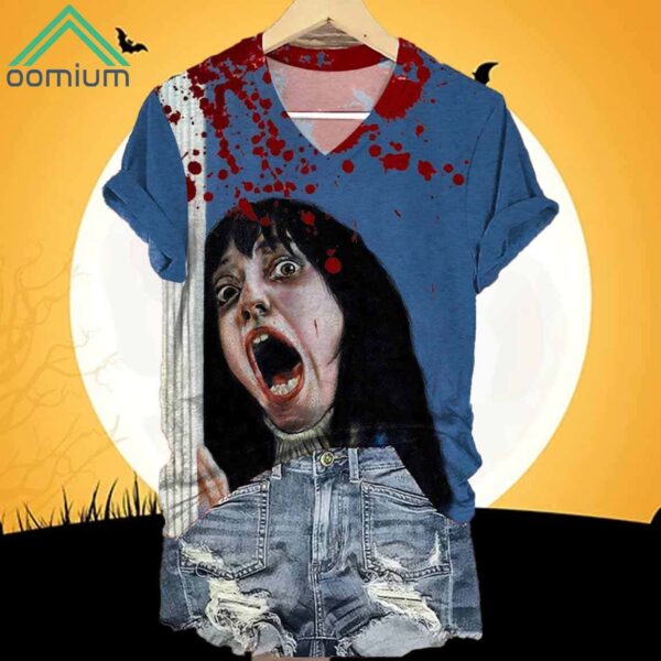 Women's Horrible Blood Stains Print Casual T Shirt