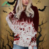 Women's Spooky Halloween Bloodstained Print Hoodie