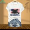 American Flag Cat Do Something V Neck Shirt