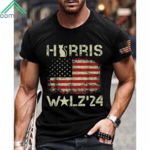 American Flag Cat Harris Walz 2024 Shirt