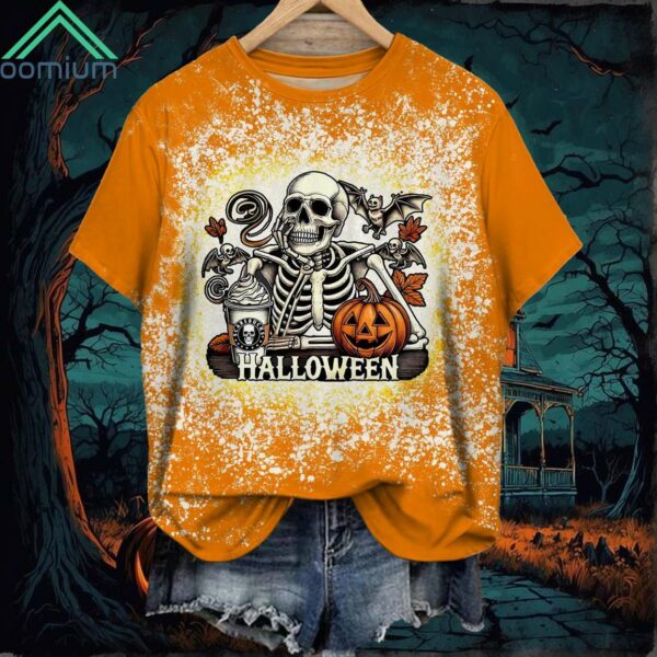 Autumn Halloween Horror Skull Crew Neck Shirt