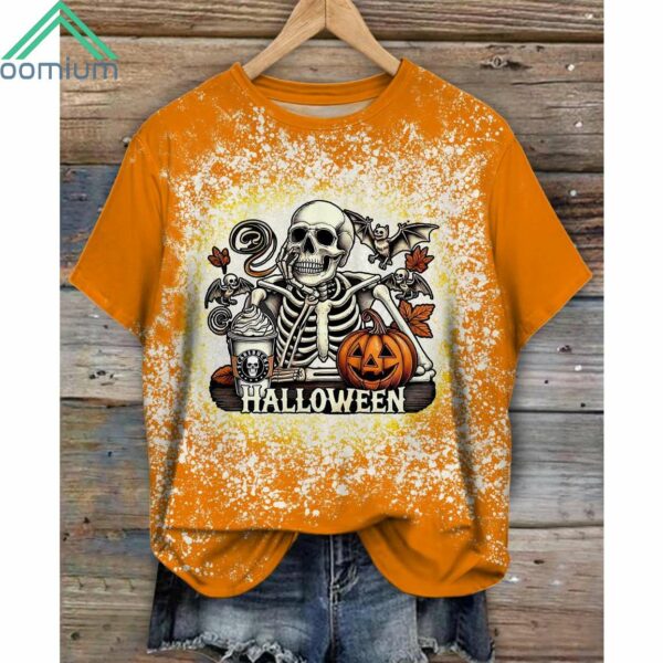 Autumn Halloween Horror Skull Crew Neck Shirt