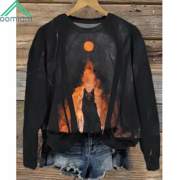 Black Night Wolf Halloween Long Sleeve Shirt