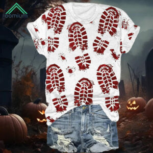 Blood Stained Shoe Print Short Sleeve Shirt