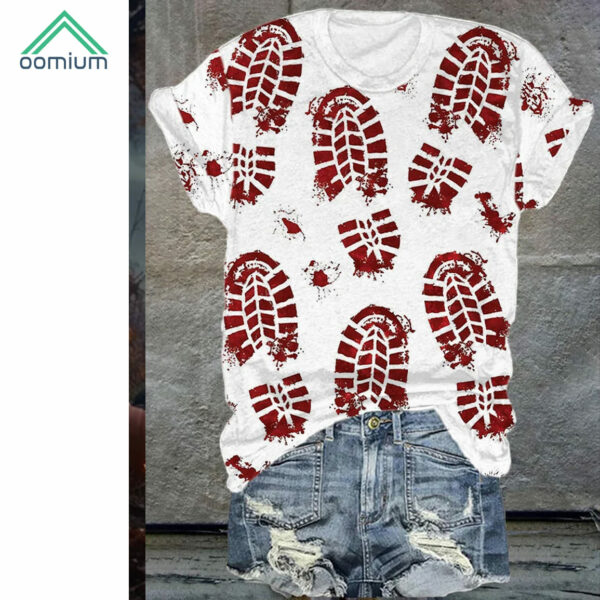 Blood Stained Shoe Print Short Sleeve Shirt