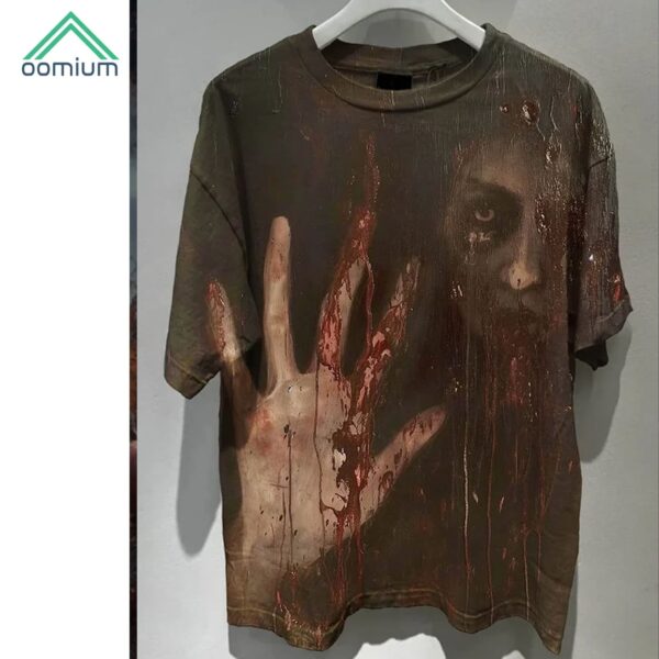 Bloody Faces And Ghost Hand Dark Print Shirt