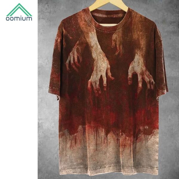 Bloody Ghost Hand Dark Halloween Print Shirt