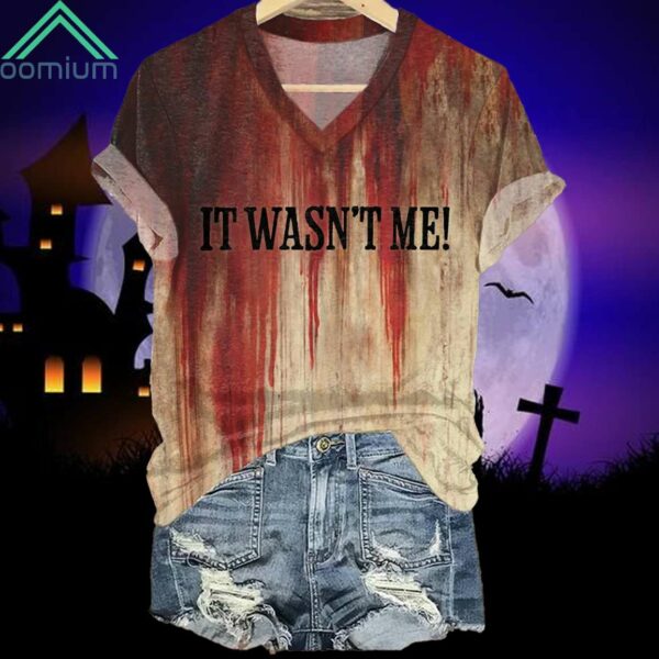 Bloody Halloween It Wasn't Me Print Casual Shirt 1