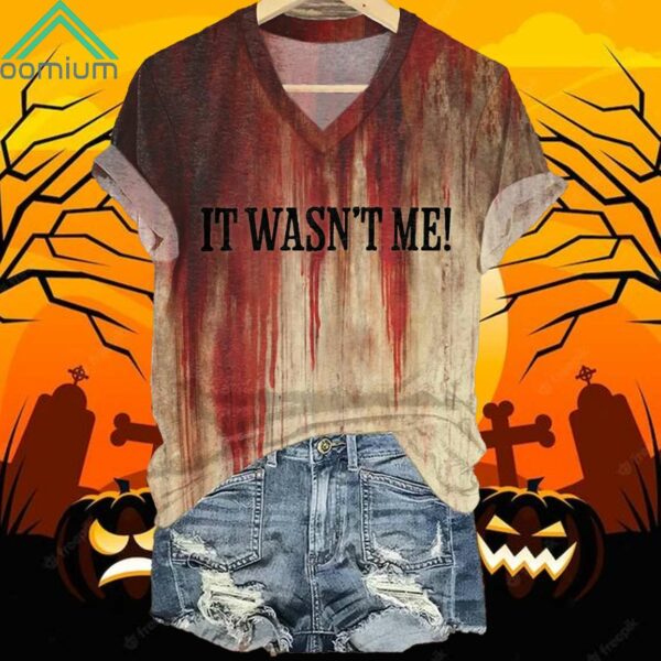 Bloody Halloween It Wasn't Me Print Casual Shirt