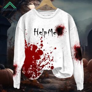 Bloody Help Me Halloween Print Sweatshirt