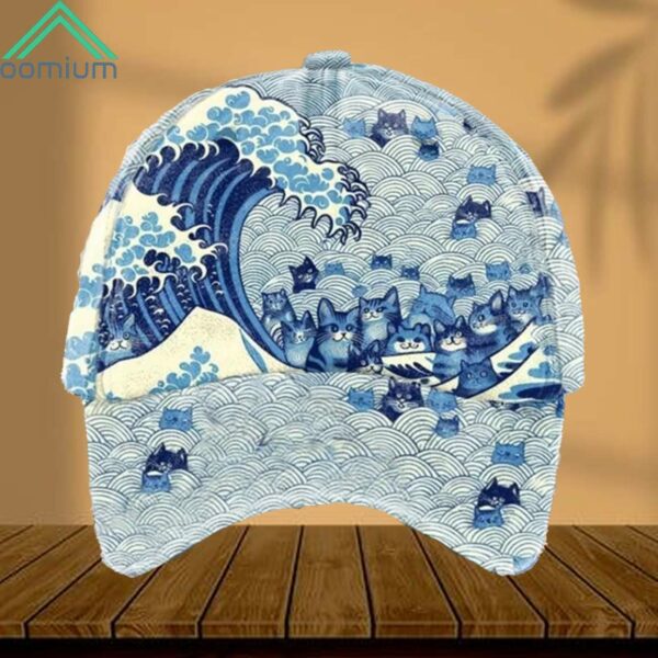 Blue Waves & Cats Hat