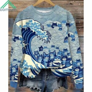 Blue Waves & Cats Sweatshirt