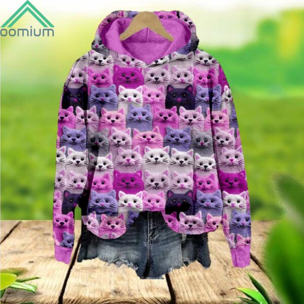 Colorful Cute Cats Embroidered Hoodie