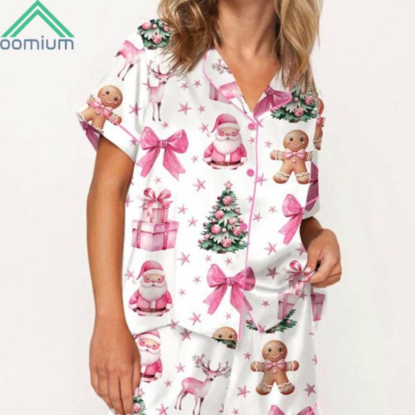 Coquette Pink Christmas Satin Pajama Set