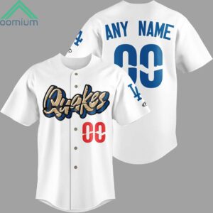 Custom Clayton Kershaw Dodgers Quakes Baseball Jersey