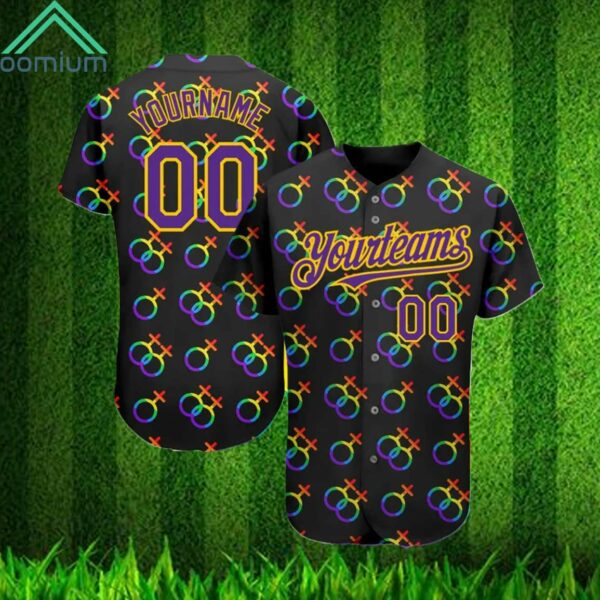 Custom Rainbow For Pride LGBT 3D Baseball Jersey