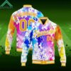 Custom Tie Dye Gold White Rainbow 3D Bomber Jacket