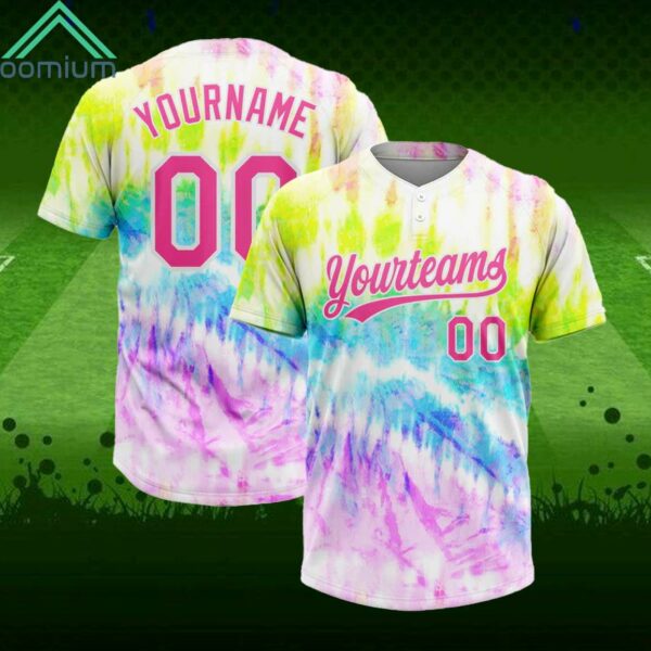 Custom Tie Dye Pink White Sublimation Soccer Jersey