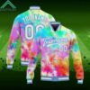 Custom Tie Dye White Light Blue Rainbow 3D Bomber Jacket