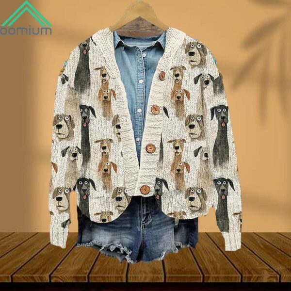 Cute Dog Art Pattern Women's Cardigan