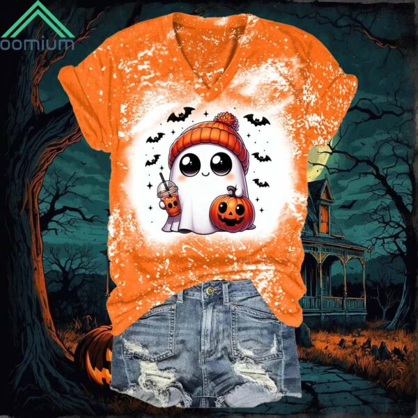 Cute Ghost V Neck Short Sleeve Shirt