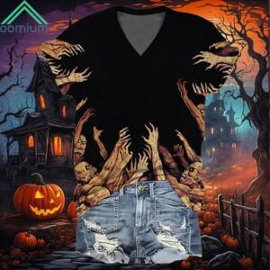 Darkness Skull Hands V Neck Shirt