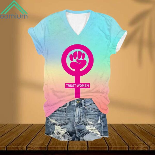 Feminist Symbol Trust Women V Neck Shirt